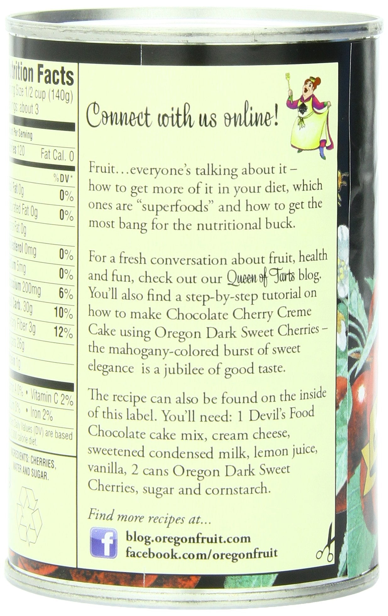 Oregon Fruit Products Dark Sweet Cherries in Heavy Syrup, 15 Ounce (Pack of 8)
