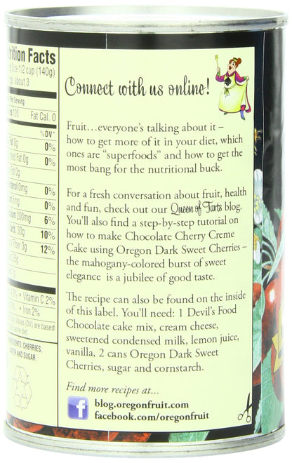 Oregon Fruit Products Dark Sweet Cherries in Heavy Syrup, 15 Ounce (Pack of 8)