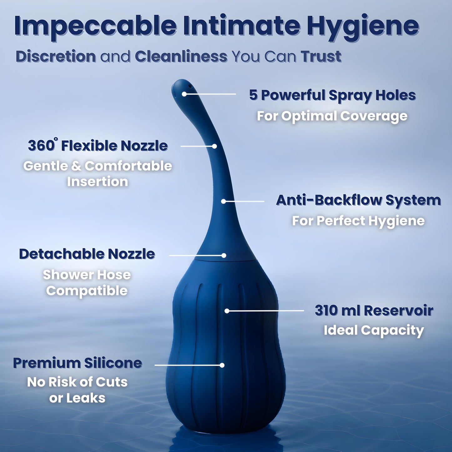 Enemas Anal Douches for Men Women ✮Lifetime Warranty✮ Silicone Enema Bulb, Anti Backflow Enemas for Colon Cleanse with Bendable Nozzle - 10.5oz Reusable Enama Kit for Men Women with Lube & Bag