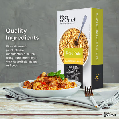 New Fiber Gourmet Pasta – Garlic & Herb Pilaf Riced Pasta– Fiber-Rich, Low Calorie, Healthy Pasta – Made in Italy, Kosher, Non-GMO and Has Zero Artificial Colors or Flavoring – 5 Oz (Pack of 1)