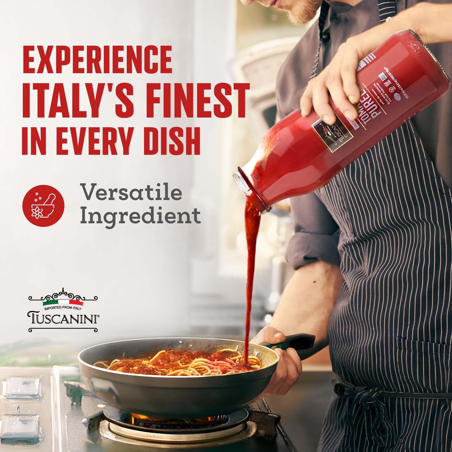 Tuscanini Italian Tomato Puree, Premium Italian Passata, 24.7oz (2 Pack) | Resealable, Product of Italy