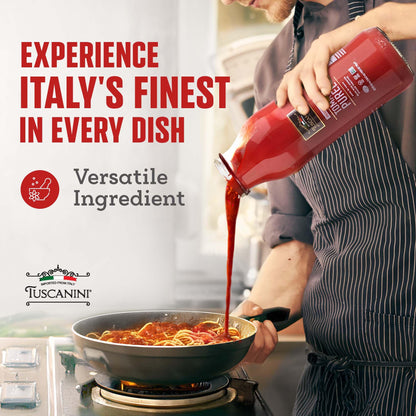 Tuscanini Italian Tomato Puree, Premium Italian Passata, 24.7oz (2 Pack) | Resealable, Product of Italy