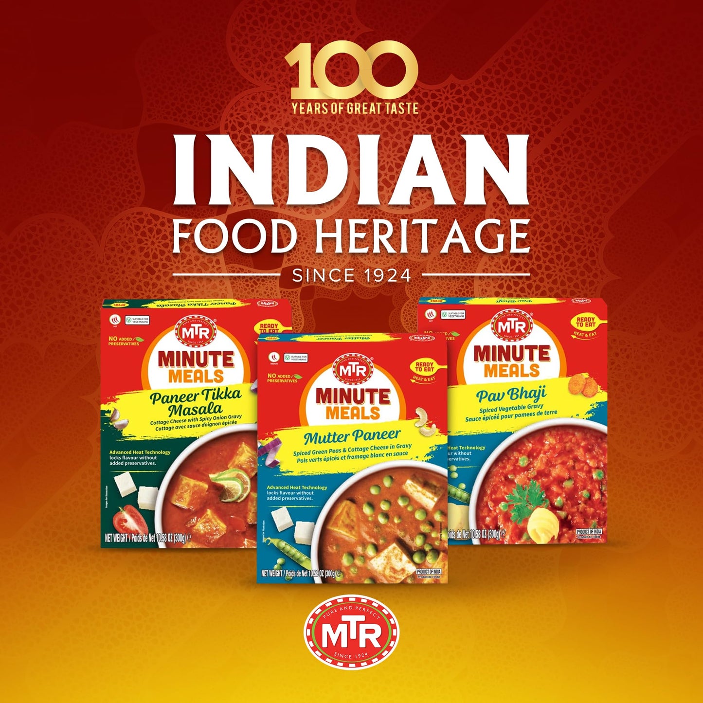 MTR - Minute Meals: Mutter Paneer - Spiced Green Peas & Cottage Cheese in Gravy - Tasty Indian Meal with No Added Preservatives - A Quick Meal Suitable for Vegetarians, Ready in Minutes! (Pack of 6)