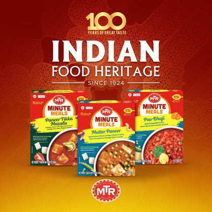 MTR - Minute Meals: Mutter Paneer - Spiced Green Peas & Cottage Cheese in Gravy - Tasty Indian Meal with No Added Preservatives - A Quick Meal Suitable for Vegetarians, Ready in Minutes! (Pack of 6)