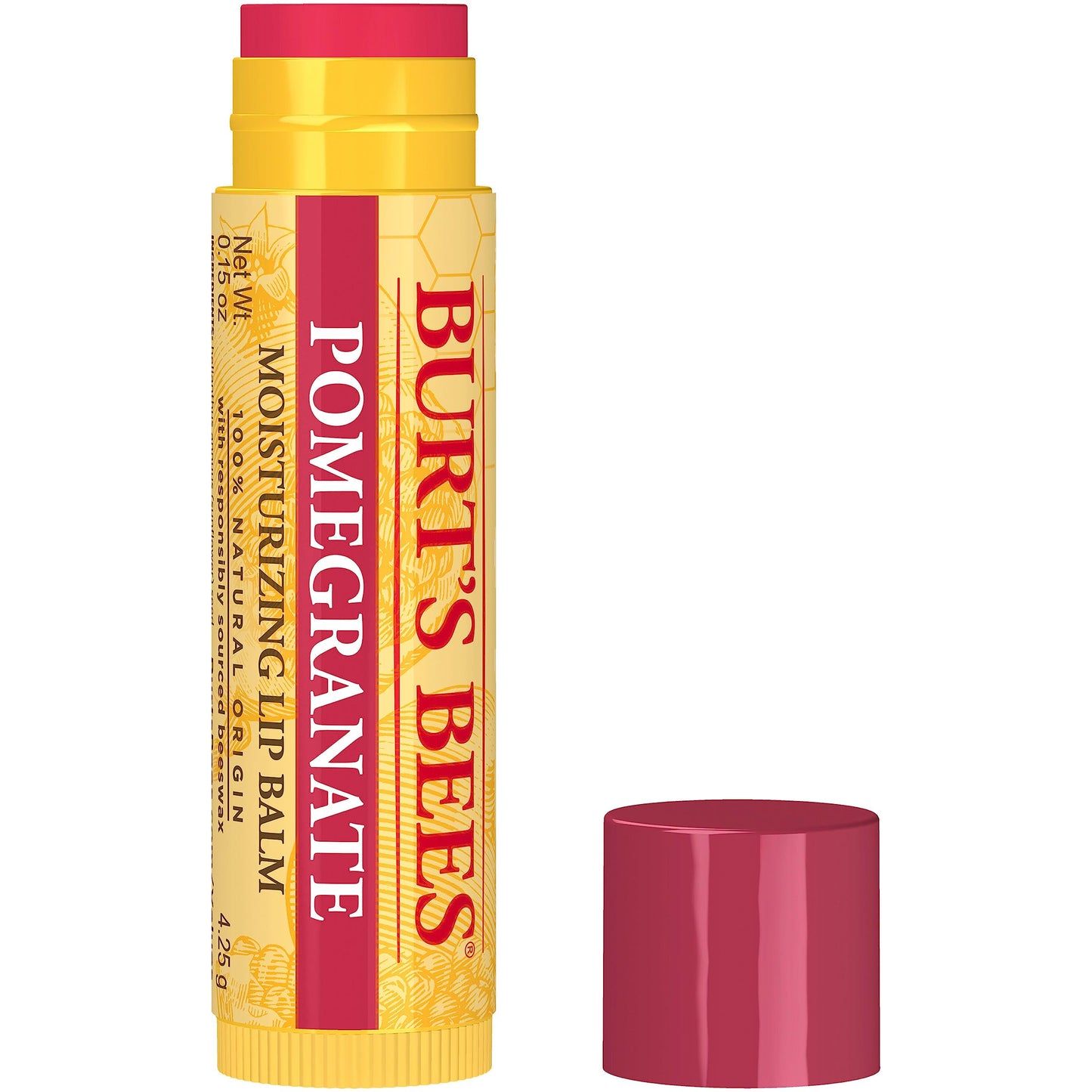 Burt'S Bees 100% Natural Moisturizing Lip Balm, Pomegranate With Beeswax And Fruit Extracts, 0.15 Ounce
