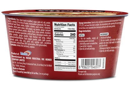 Chin-Su Pho Story Vietnamese Beef Flavored Instant Noodle Bowl, 2.3 oz, Ready to Cook