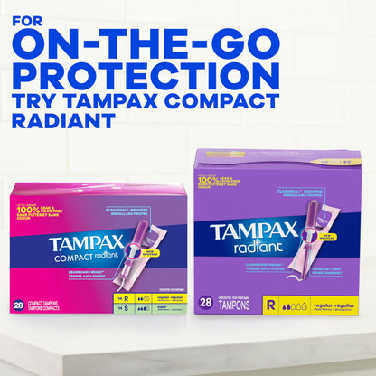 Tampax Radiant Tampons 42 R 2.7X 3/4/ 42ct, Pink and Blue