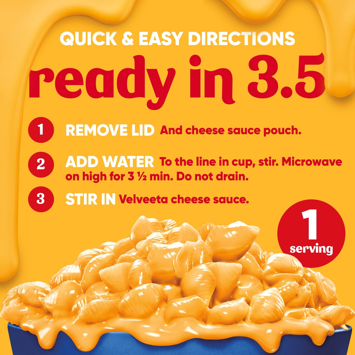Velveeta Shells and Cheese Mac and Cheese, 1 Cup, for Easy Snack or Dinner Side, Original Flavor, 2.39 oz