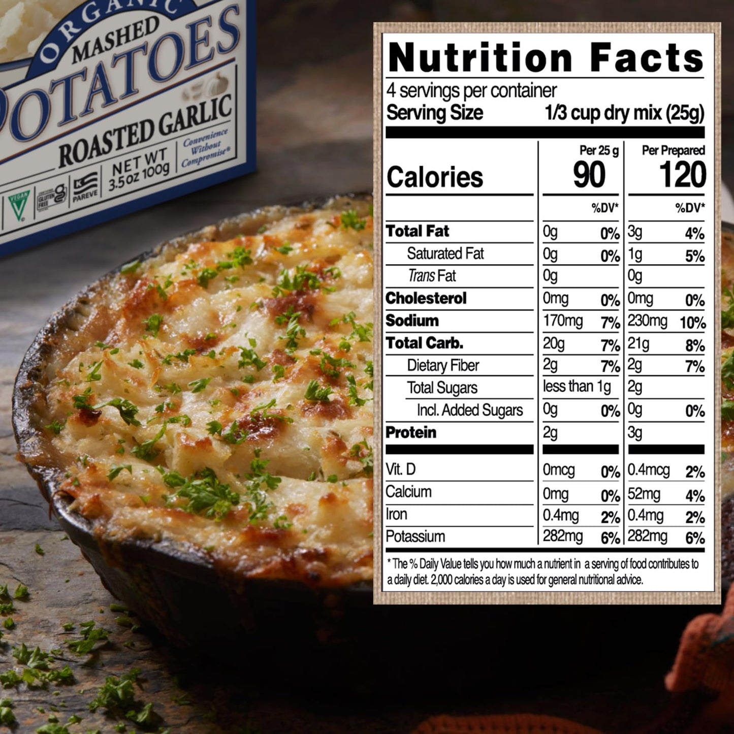 Edward & Sons Organic Homestyle Mashed Potatoes - Instant Mashed Potatoes, Instant Potatoes, Organic Potato Flakes, Vegan - 3.5 Oz (Pack of 1)