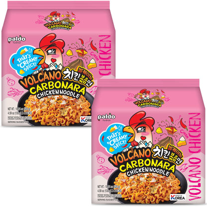 PALDO FUN & YUM Volcano Carbonara Creamy Spicy Chicken Noodle, 4.59 Ounce (Pack of 8)