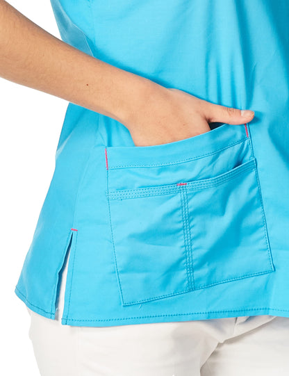 WonderWink Women's Wonderflex Patience Scrub Top, Aqua, Large