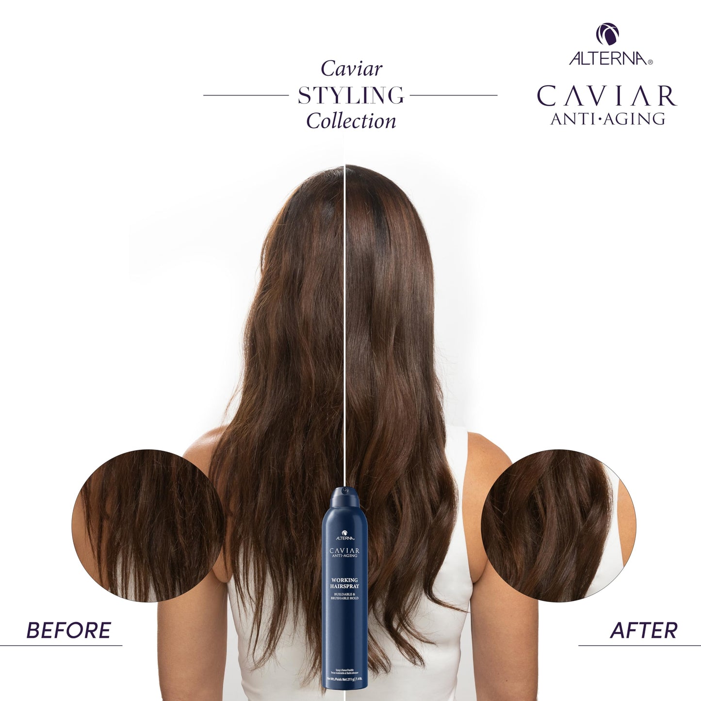 Alterna CAVIAR Anti-Aging Working Hairspray | Buildable, Brushable Hold | Helps Control Frizz & Adds Shine | Sulfate Free