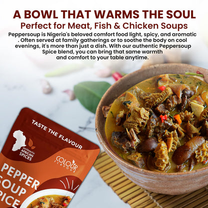 COLOUR FLAVOUR PEPPER SOUP SPICE SEASONING | Soup seasoning | Made from Organic Herbs and Spices | A Unique Blend of Whole Superfoods | No preservatives | No Chaff | No Added Color | All Natural