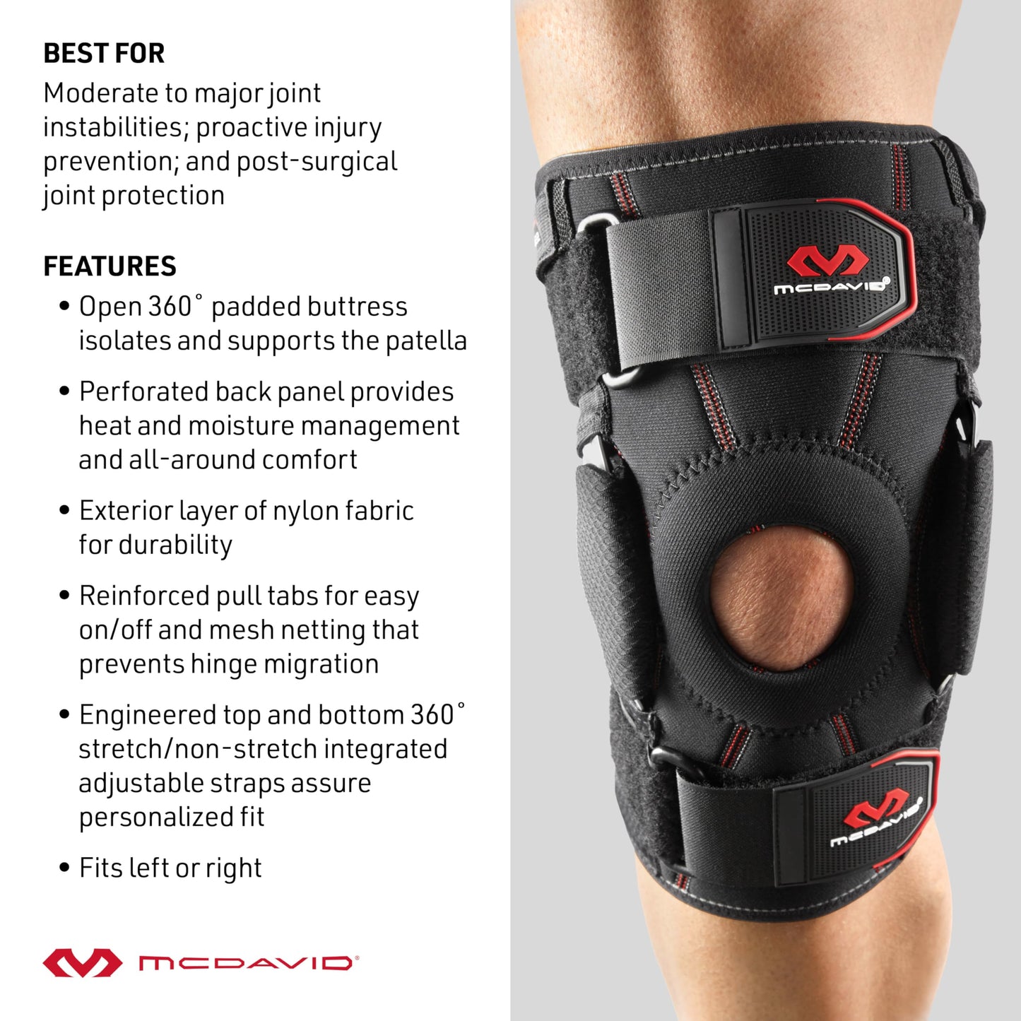 McDavid Hinged Knee Brace for Men & Women, Maximum Knee Support & Compression for Stability & Recovery, Ligament, Hyperextension Support