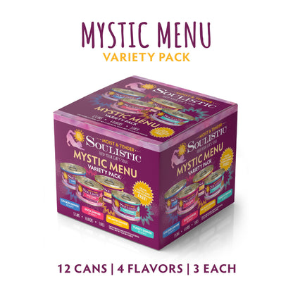 Soulistic Moist and Tender, Mystic Menu Variety Pack, 3oz Can, Pack of 12
