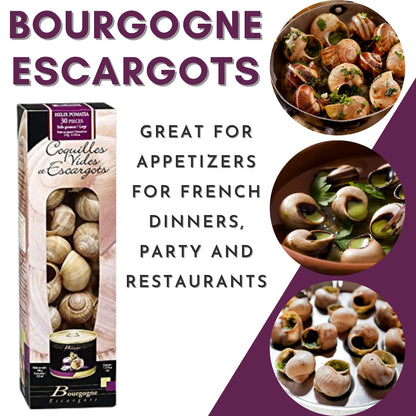 Bourgogne Escargots Burgundy French Escargot Set - 24 Unattached Snail Shells and Snail Meat