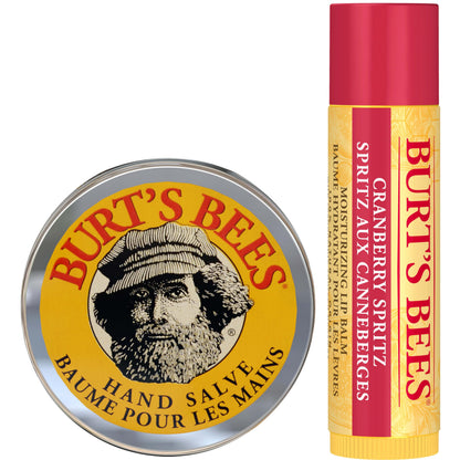 Burt's Bees A Bit of Burt's Bees Cranberry Spritz Lip Balm and Hand Salve Gift Set, Natural Origin Skin Care and Lip Care, 2-Piece Set, 0.15 oz./0.3 oz.