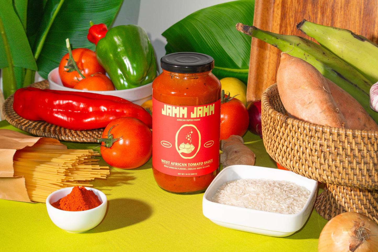 Jamm Jamm West African Tomato Sauce, Smoky, Bold African Flavors, All Natural Ingredients, 24 oz (2 Pack)