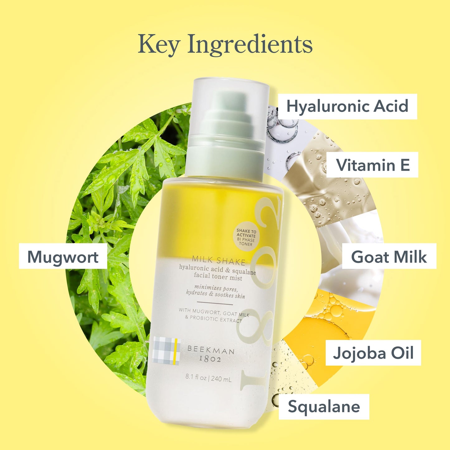 Beekman 1802 Milk Shake Hydrating Face Mist – Setting Spray & Milky Toner with Hyaluronic Acid & Squalane – Facial Toner & Face Spray – Lightweight Hydration, Minimizes Pores, Fragrance Free 8.1 Fl Oz