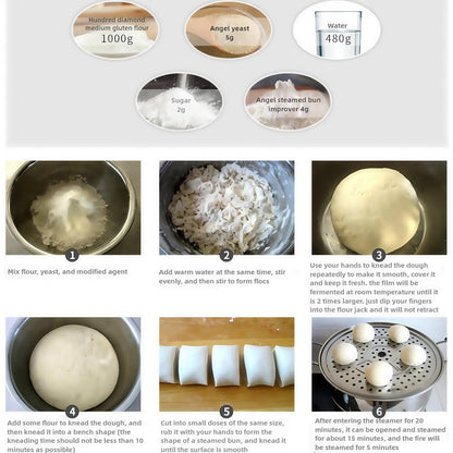 Angel steamed bun improver, fluffy homemade baozi, improver fluffy,（To be used with yeast） 75g (15g*5 packs) 馒头改良剂（需要配合酵母一起使用 ）75g(15g*5包)