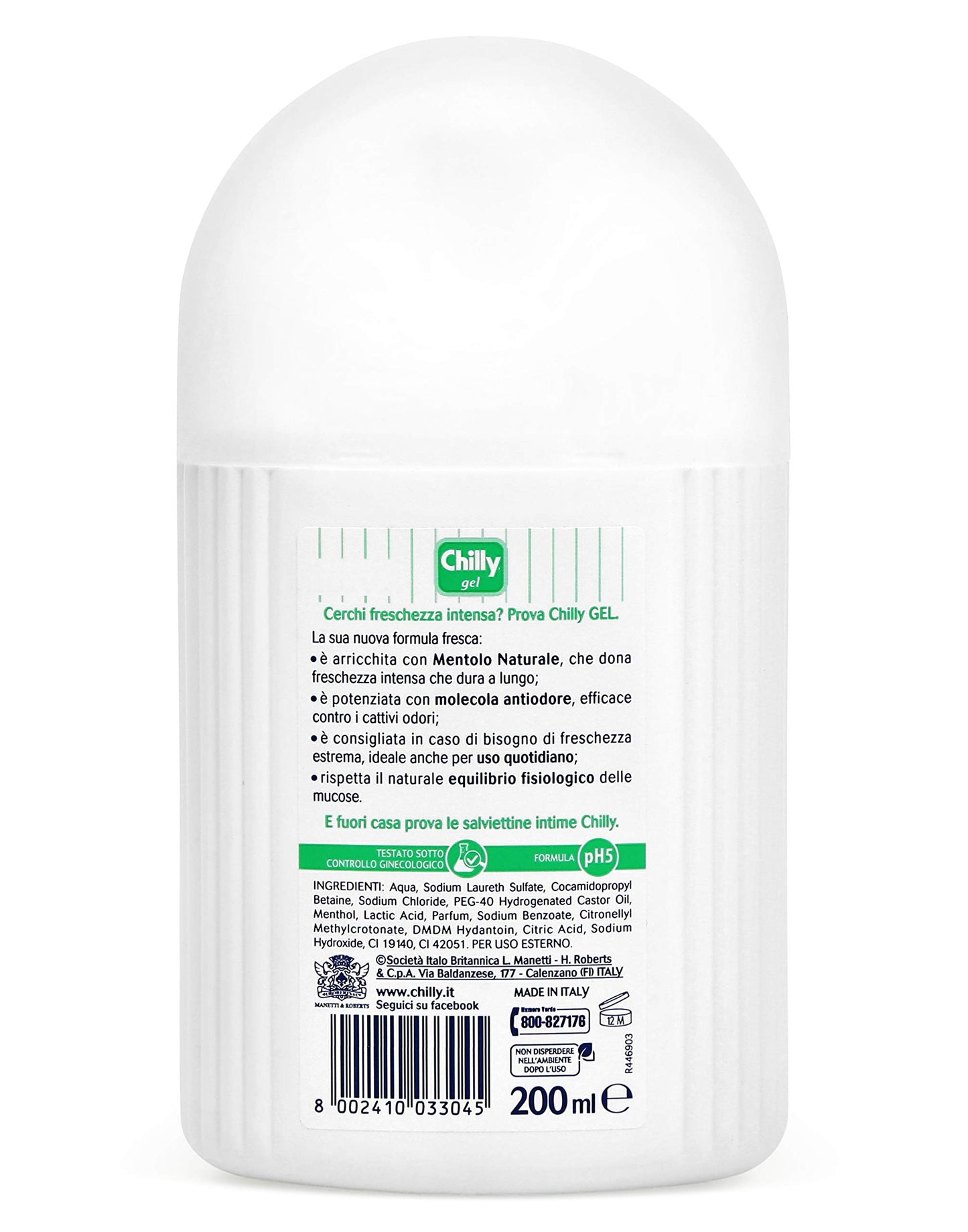 Chilly:"Formula Fresca" ("Fresh Formula") Gel Intimate Cleanser 6.76 Fluid Ounce (200ml) Package