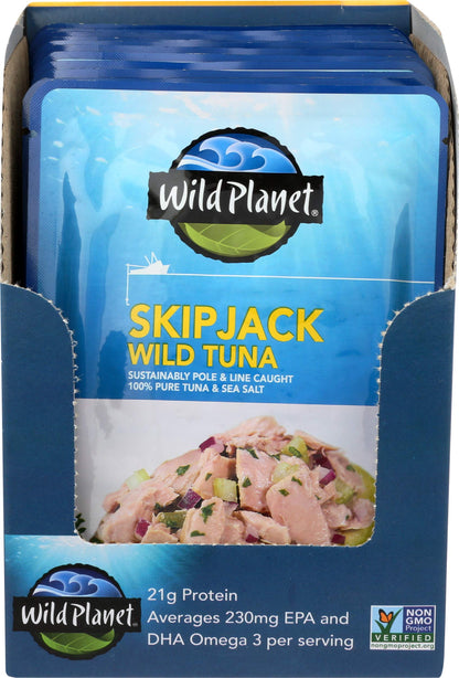 Wild Planet Skipjack Wild Tuna, Sea Salt, Pouch, Keto and Paleo, 3rd Party Mercury Tested, 3 Ounce (Pack of 12)