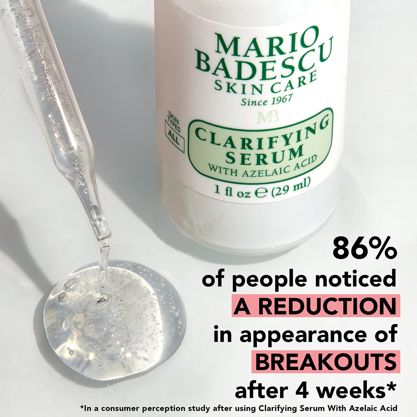 Mario Badescu Clarifying Serum with Azelaic Acid for Face – Pore Clearing, Redness Reducing, Blemish-Fighting Facial Serum Brightens, Soothes & Clears Pores Without Drying