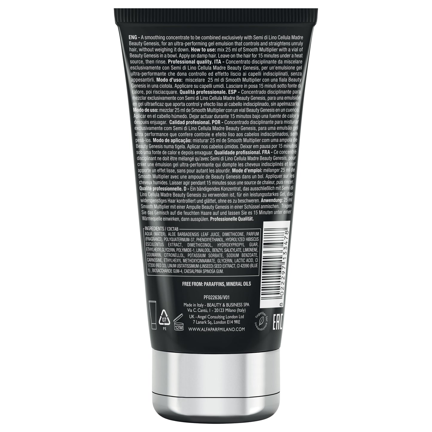 Alfaparf Milano Semi di Lino Cellula Madre Smooth Multiplier - Shiny Hair Gel Treatment for Daily Frizz Control - Use As a Smoothing Anti Frizz Gel for Hair Shine + Manageability (5.07 fl oz)
