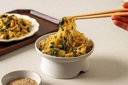 Korean Food Vegan Japchae Noodle Kit with Korean Thistle (Gondre) – Korean-Style Glass Noodles, Plant-Based Meal, 1 Serving (2.36 oz / 67g)