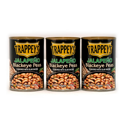 Trappey's Bacon Flavored Blackeyed Peas with Jalapenos, 15 Ounce Cans, (Pack of 3) Bundled with a JFS Recipe Card