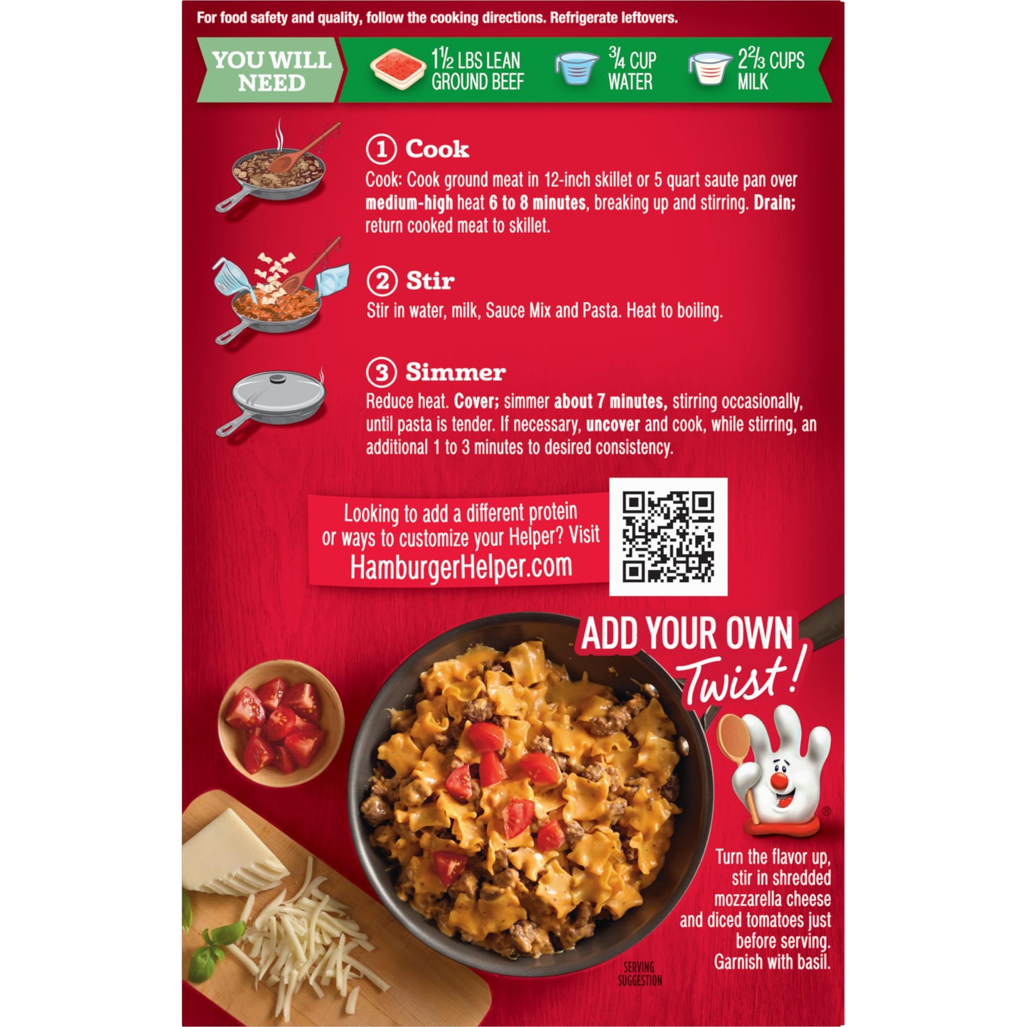 Hamburger Helper Four Cheese Lasagna Value Size Pasta Meal (8.8 oz - 6 Pack) No Artificial Flavors, Ready in 3 Easy Steps, Quick Meals for Midweek Dinners, Busy Evenings & Families On-the-Go