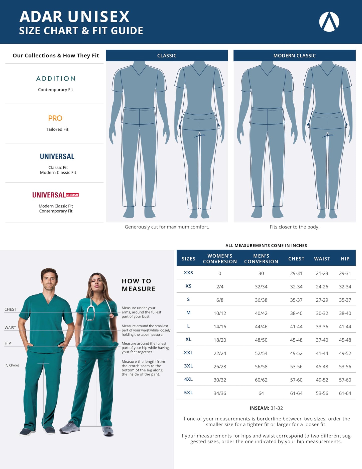 Adar Universal Unisex Scrubs - Unisex Drawstring Scrub Set