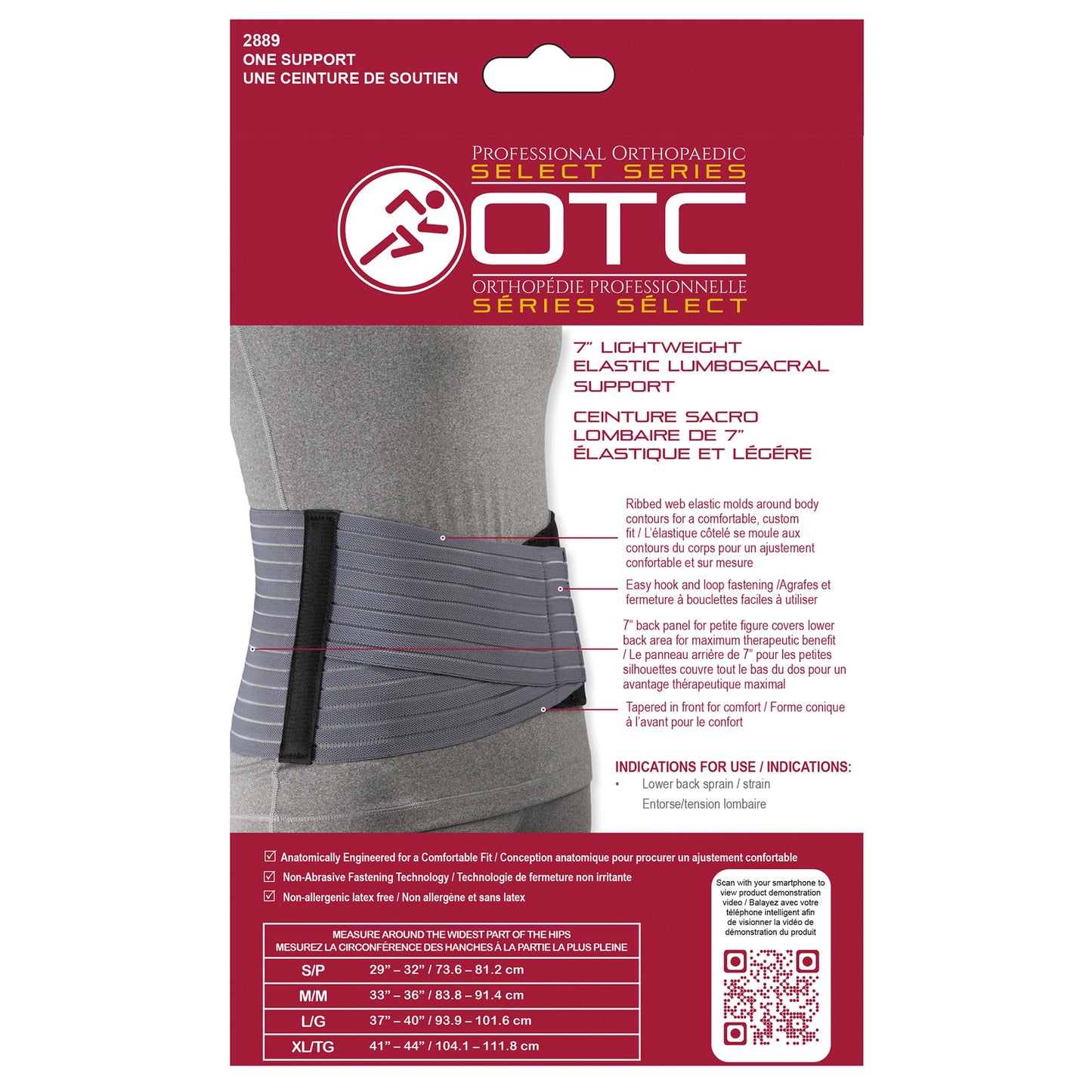 OTC Lumbosacral Support for Women, 7-Inch Lower Back, Select Series