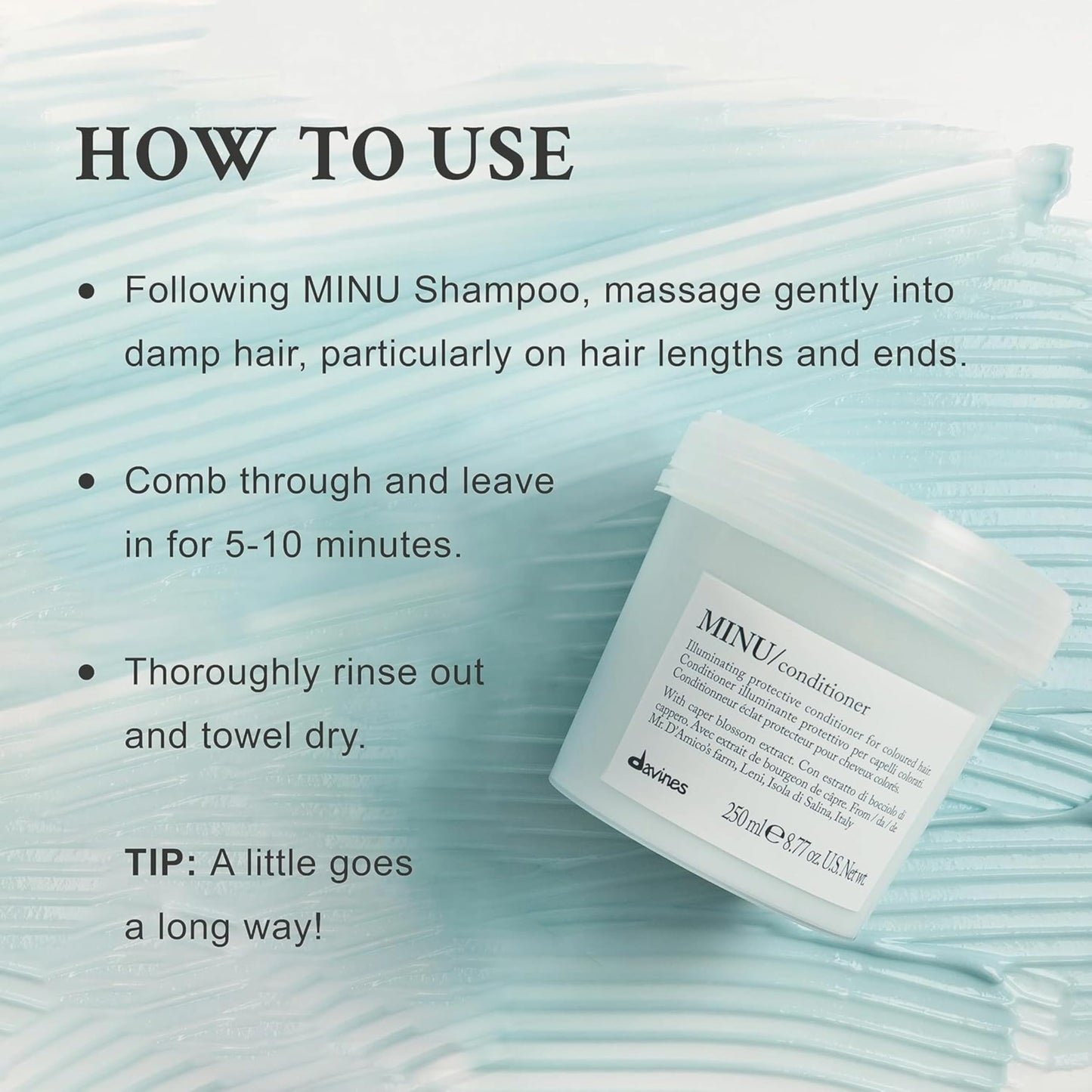 Davines MINU Conditioner, Protect And Condition Color Treated Hair, Add Shine And Detangle