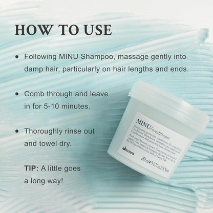 Davines MINU Conditioner, Protect And Condition Color Treated Hair, Add Shine And Detangle