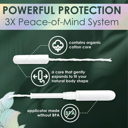 L. Tampons, Made with Organic Cotton, Regular/Super Absorbency, Multipack, Made Without Synthetic Pesticides, Rayon or Fragrances, Applicator Made Without BPA, Leak-Stopping Design, 18 Count