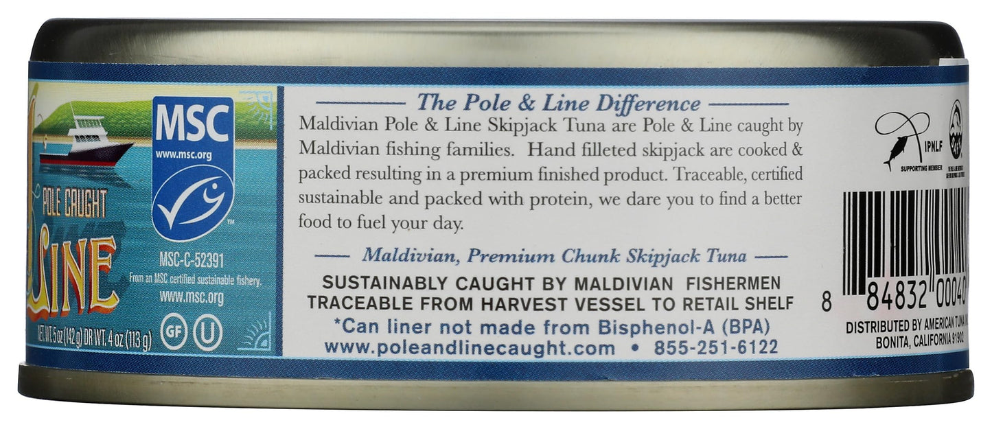 POLE AND LINE Skipjack Tuna in Water, 5 OZ