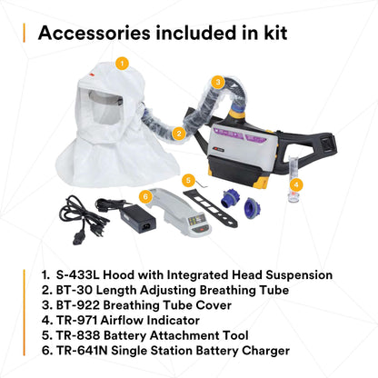 3M PAPR Respirator, Versaflo Powered Air Purifying Respirator Easy Clean Kit, TR-800-ECK, Intrinsically Safe, NIOSH Approved, Ready to Use All-in-One Respiratory Protection for Particulate