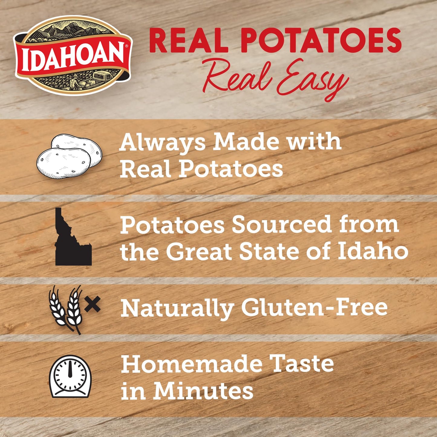 Idahoan Mashed Potatoes Seasoned with Hidden Valley Original Ranch, Naturally Gluten-Free, 100% Real Idaho Potatoes, 4 servings per bag, 4 ounce (Pack of 12)