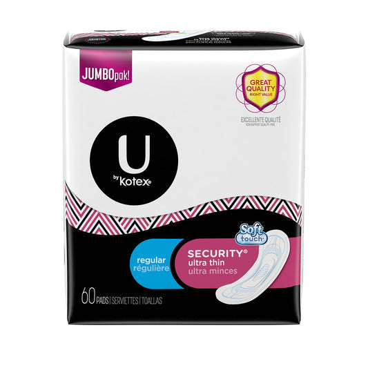 U by Kotex Security Ultra Thin Pads, Regular, 60 Count (Pack of 4)