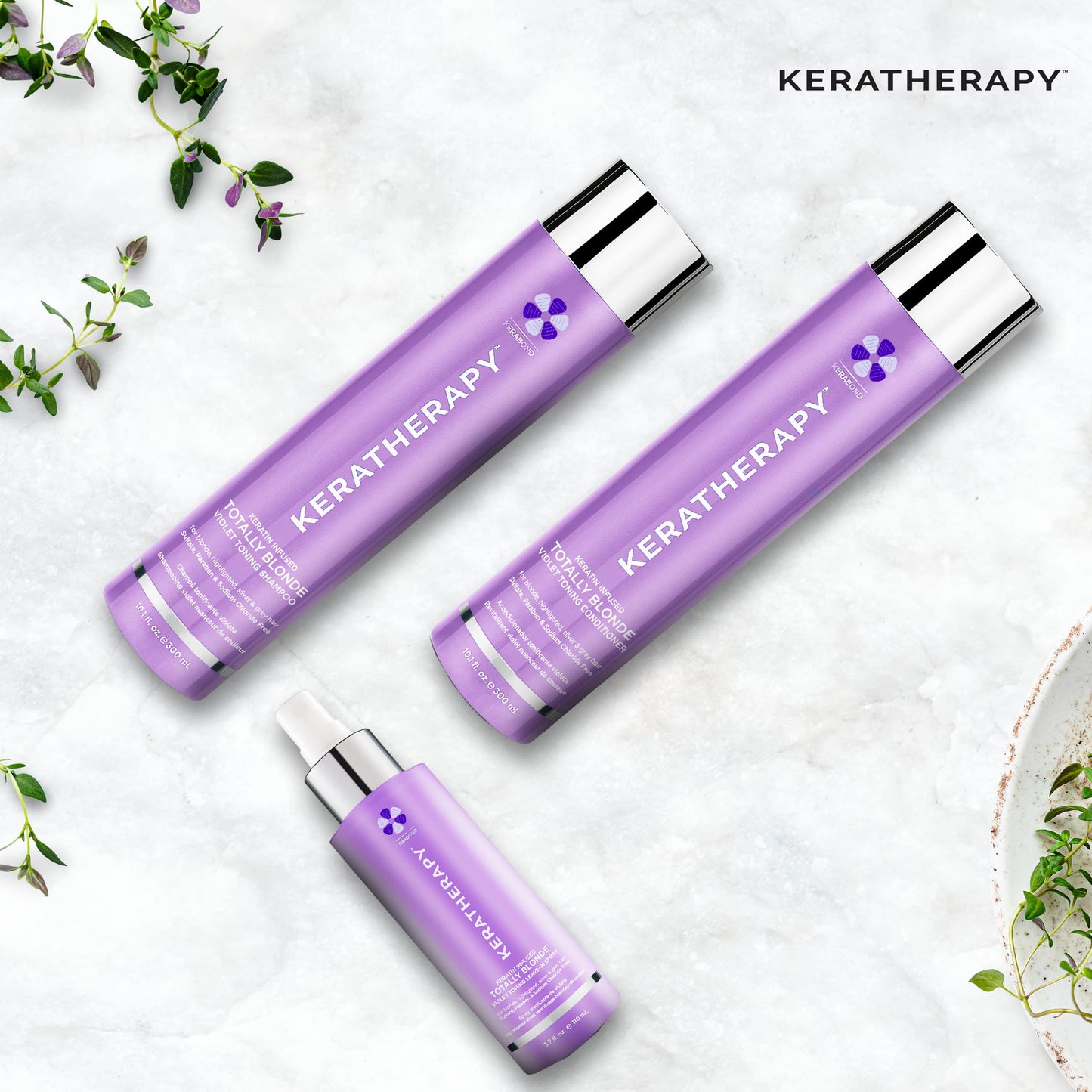 KERATHERAPY Keratin Infused Totally Blonde Violet Toning Conditioner, 10.1 fl. oz., 300 ml - Keratin Therapy Purple Conditioner for Blonde Hair, Brassy, Silver, & Highlighted - Sulfate & Paraben Free