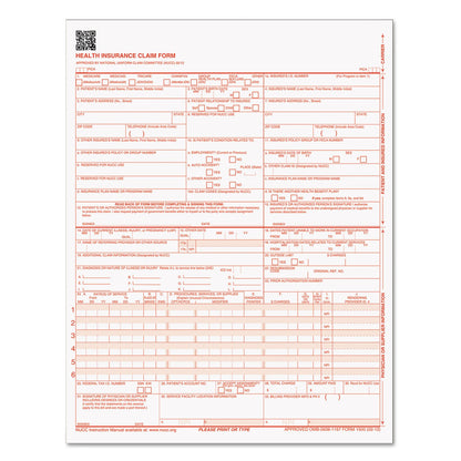 TOPS CMS-1500 Health Insurance Claim Forms for Laser Printer, 8.5 x 11 Inches, 250 Sheets per Pack (50135RV),White