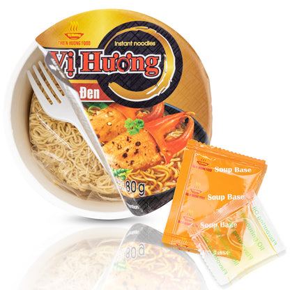 Vi Huong Instant Pho Noodles - 12-Pack, 2.47 Ounce Bowls, Chicken And Beef Variety - Authentic Pho Soup Recipe, Ready In 4 Minutes - Non GMO, Gluten Free- Quick Meals On The Go (Black Pepper Crab)