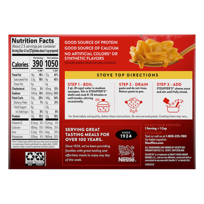 Stouffer's Supreme Shells And Cheese, Cheddar Cheese, Boxed Mac & Cheese, Dinner Kit