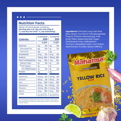Mahatma Yellow Rice Mix, Long-Grain Rice, Stovetop or Microwave Rice, Gluten-Free and Kosher 20-Minute, 5 Ounces, Pack of 12