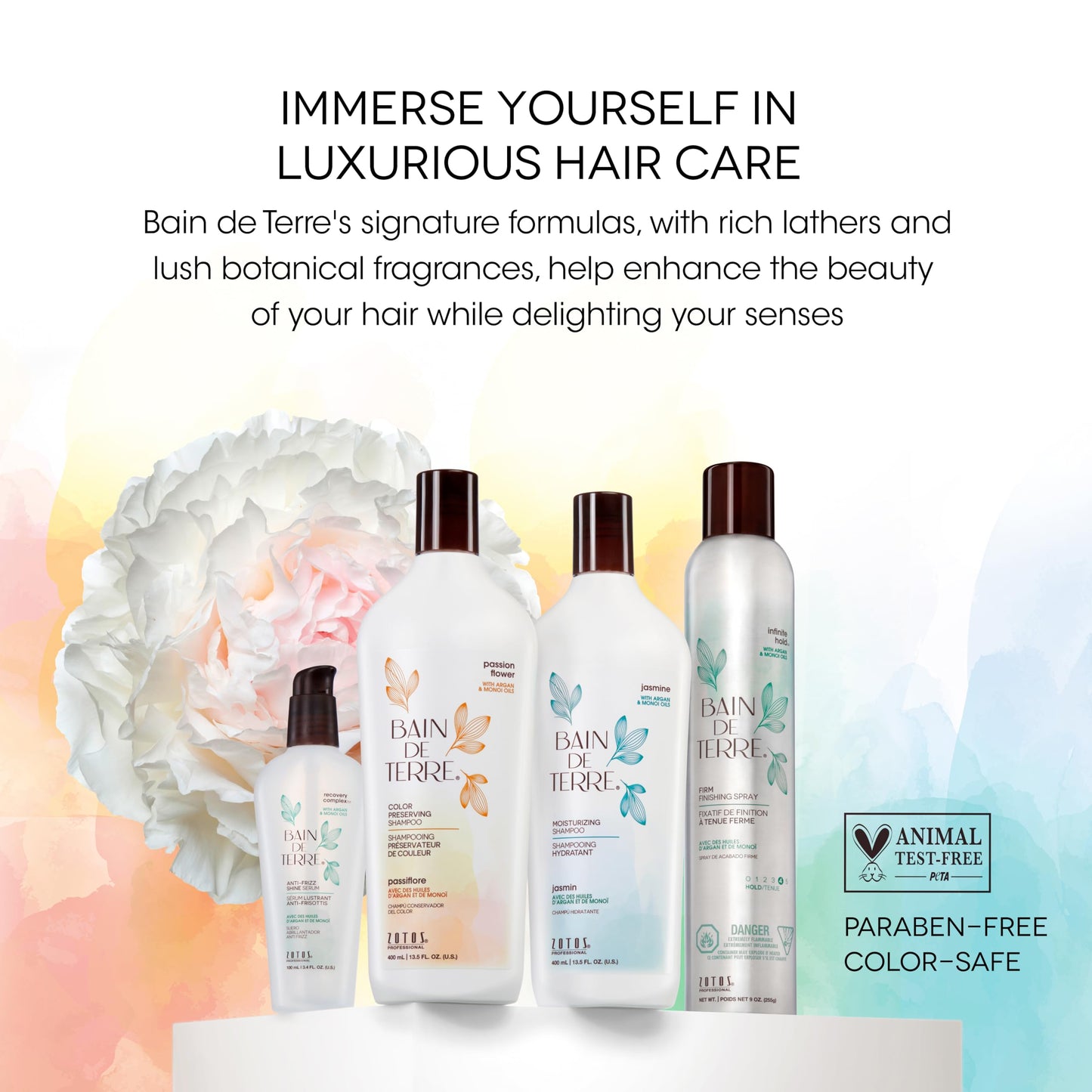 Bain de Terre Jasmine Moisturizing Conditioner, Rich Hydration for Dry Hair, with Argan & Monoi Oils, Paraben-Free, Color-Safe, Vegan