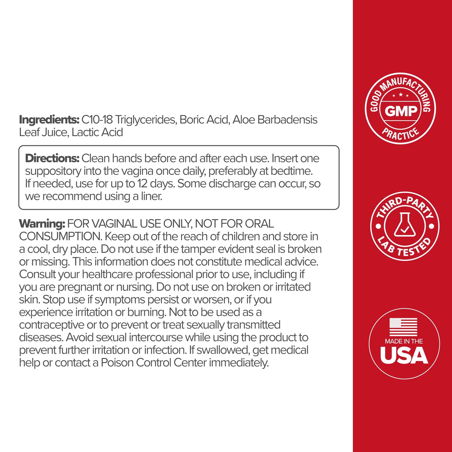 O Positiv URO Boric Acid Vaginal Suppository – with Lactic Acid, and Aloe for Fast Relief and Vaginal Odor Control – Vegan, Free from Parabens, Dyes, and Fragrances – 12 Count (Pack of 1)