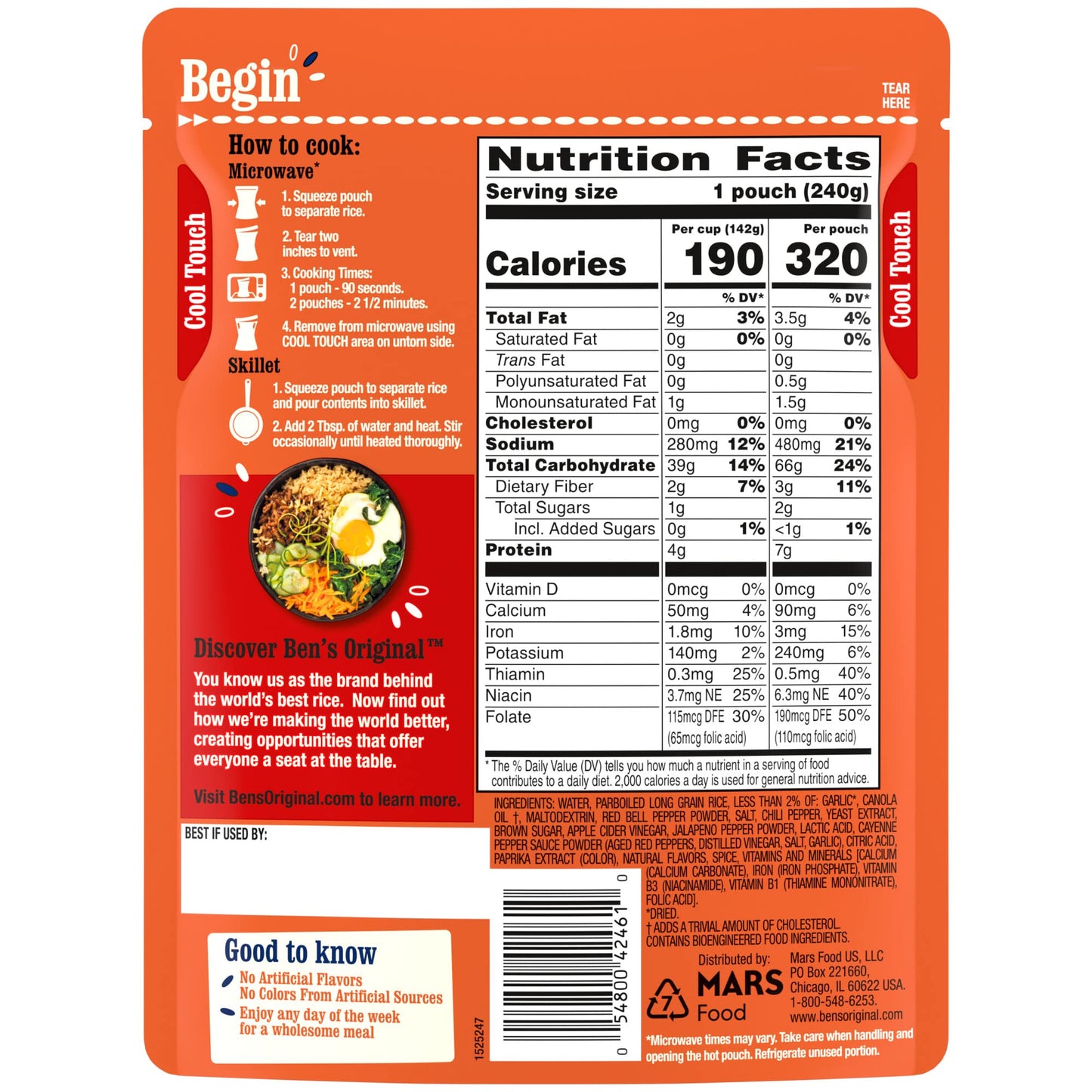 Ben’s Original Ready Rice Chili Garlic Flavored Rice, Easy Dinner Side, 8.5 oz Pouch (Pack of 12)