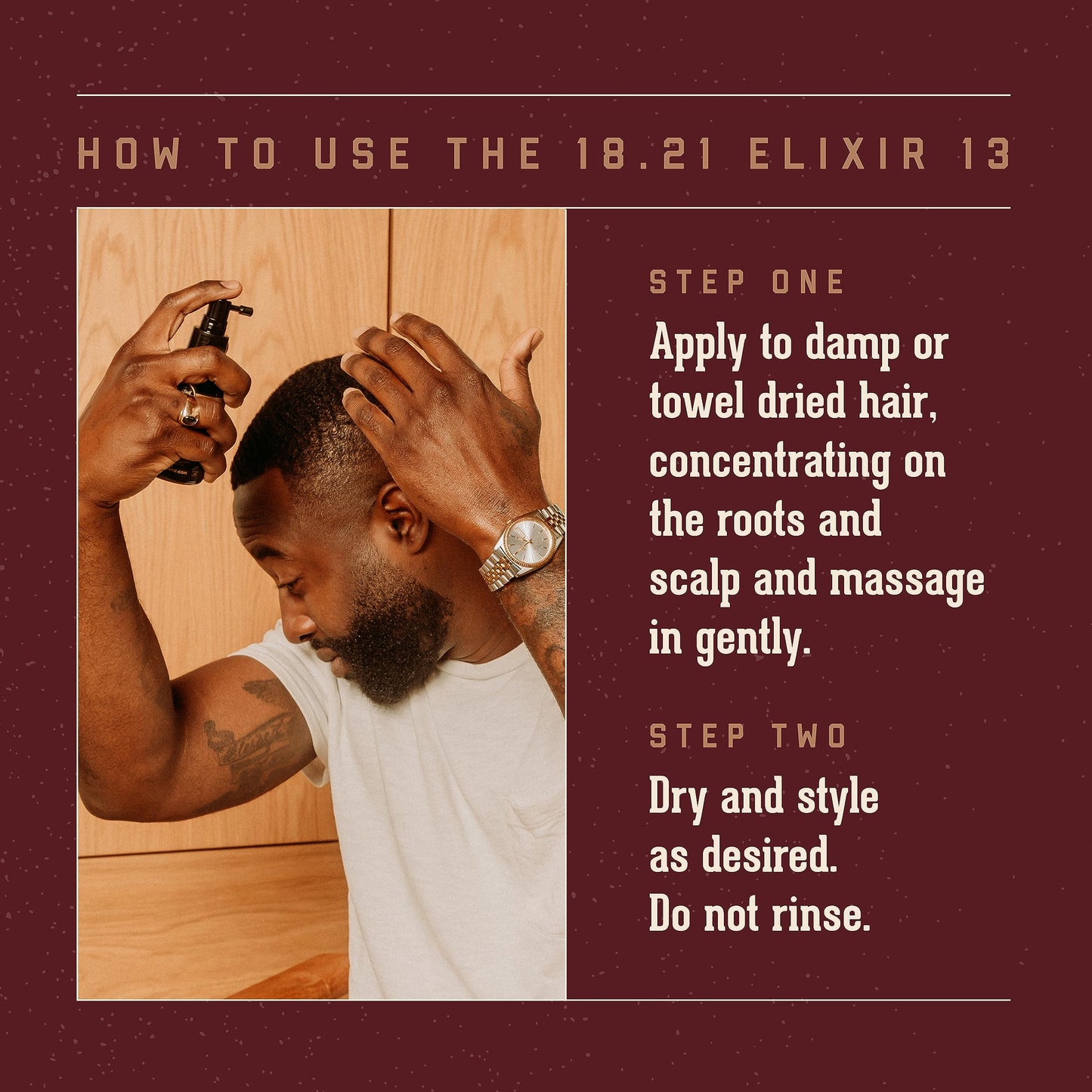 18.21 Man Made Elixir 13 Men's Styling and Thickening Treatment for Hair, Original Sweet Tobacco Volumizing Leave-on, 3.4oz