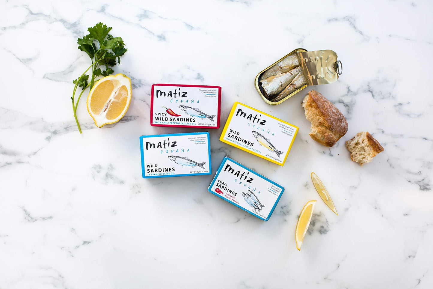 Matiz Spicy Wild Spanish Sardines in Olive Oil and Piri Piri Pepper, 4.2 oz (4.2 Ounce (Pack of 5))